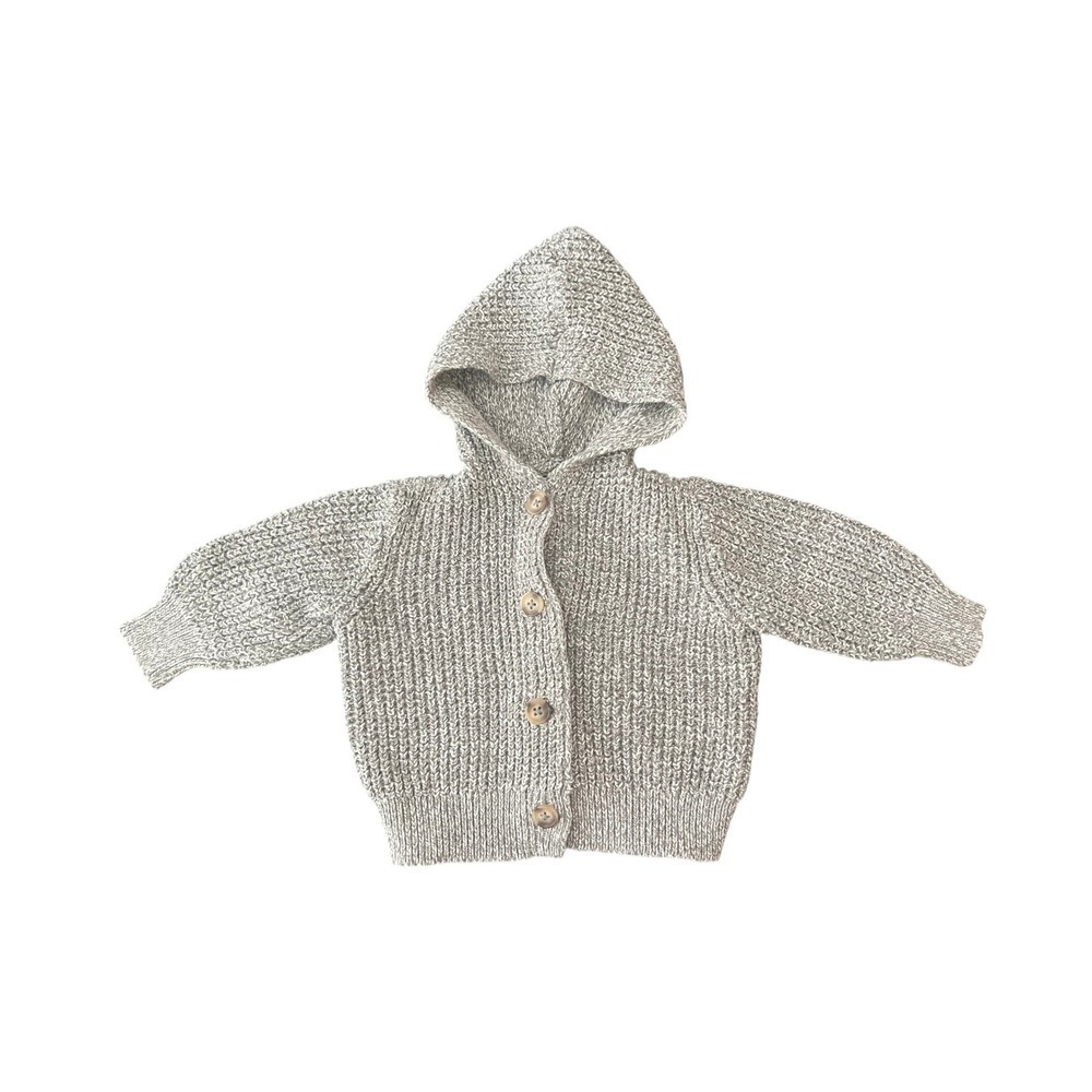 Old Navy Baby Hooded Cardigan Sweater Heather Grey Marl 6-12M (0957)